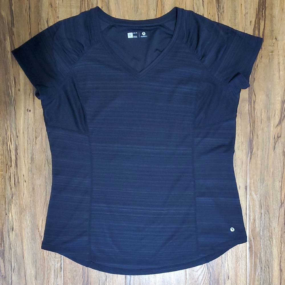 Xersion Black V-Neck Top Workout Activewear Women's Size Large